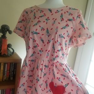 Lindy Bop Brittany Swing Dress-Lipstick Pink 16